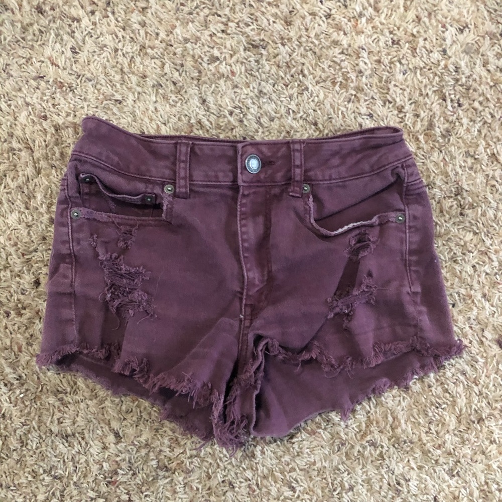 Mid rise distressed shorts